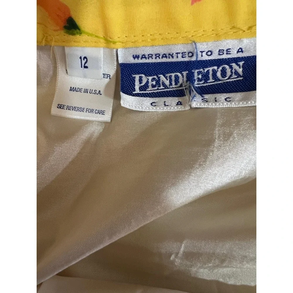 Vintage Pendleton Yellow Floral Matching Set Top Skirt Button Front USA 12/14